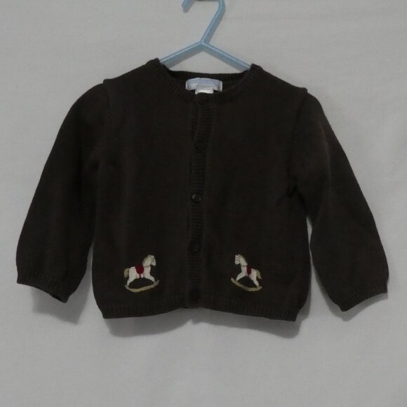 JANIE AND JACK | 12 to 18 months | Vintage Rocking Horse | Brown Cardigan - Picture 1 of 16